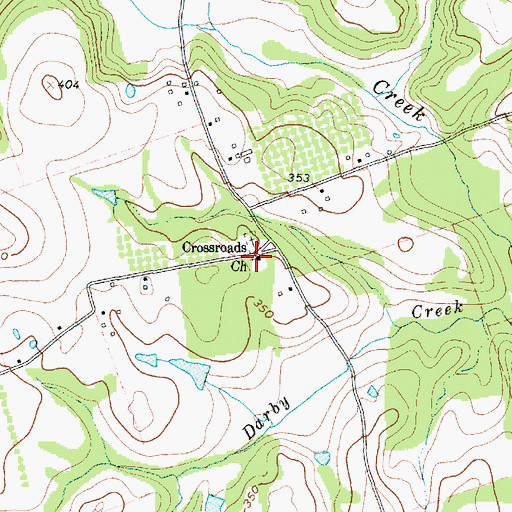 Topographic Map of Crossroads Church, TX