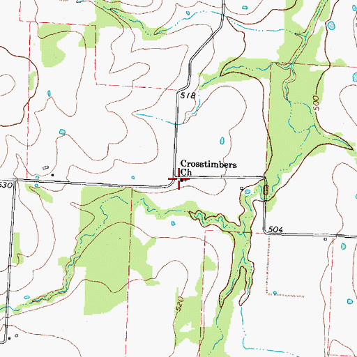 Topographic Map of Crosstimbers Church, TX