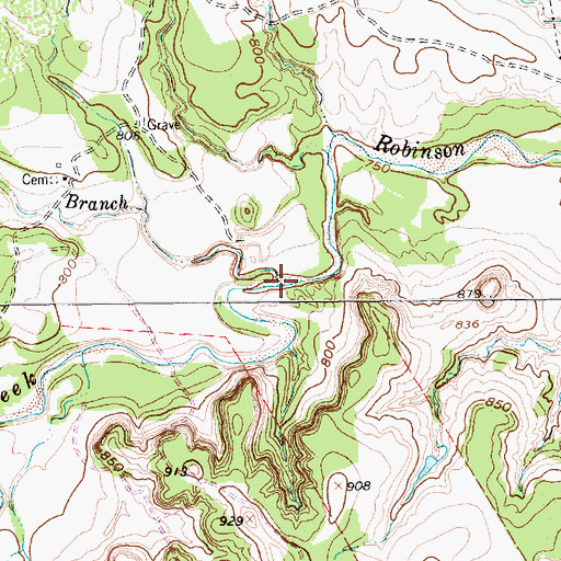 Topographic Map of Crow Branch, TX