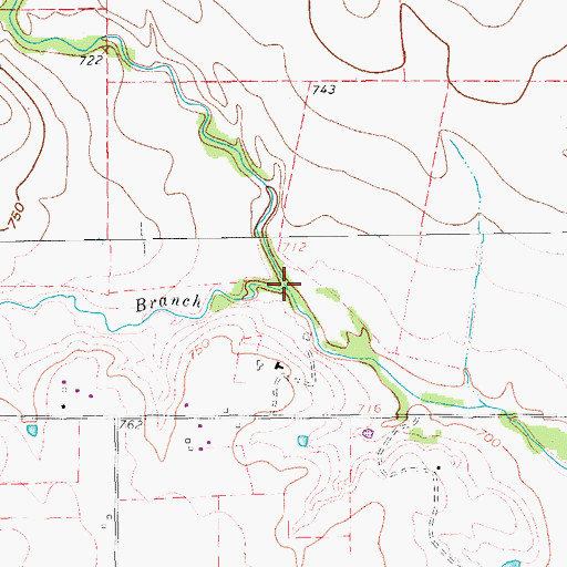 Topographic Map of Crow Branch, TX