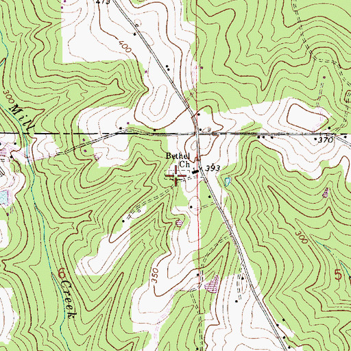 Topographic Map of Bushfield Cemetery, AL