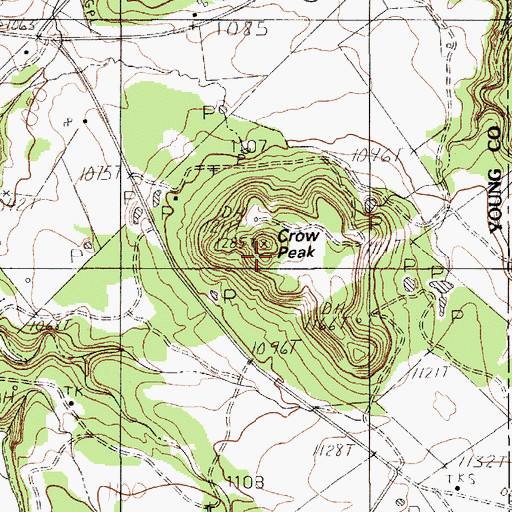 Topographic Map of Crow Peak, TX