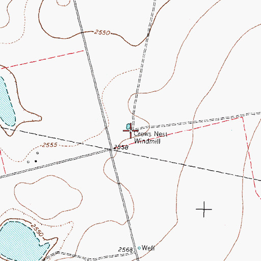 Topographic Map of Crows Nest Windmill, TX