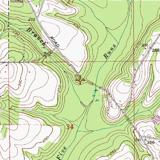 Topographic Map of Calvery Church, AL