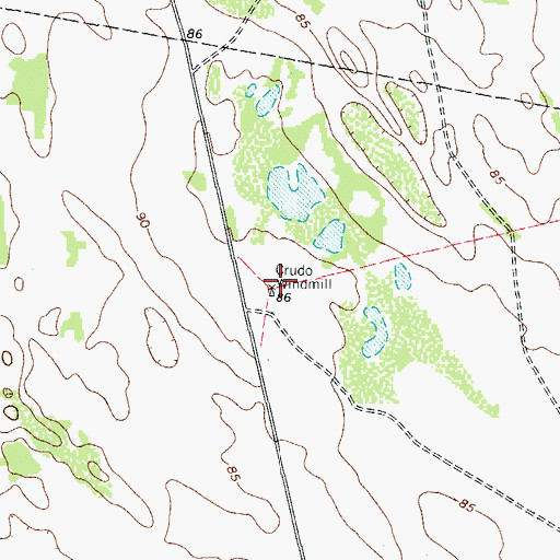 Topographic Map of Crudo Windmill, TX