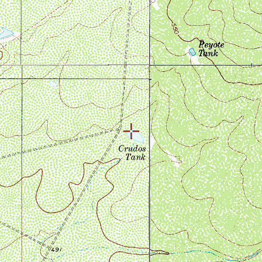 Topographic Map of Crudos Tank, TX