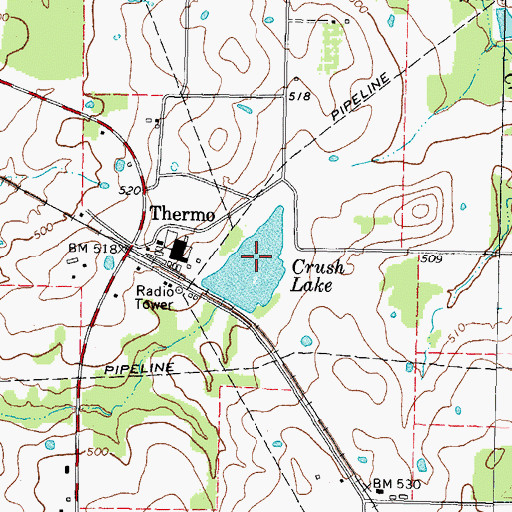 Topographic Map of Crush Lake, TX