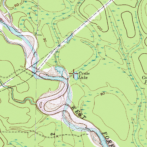 Topographic Map of Cruze Lake, TX