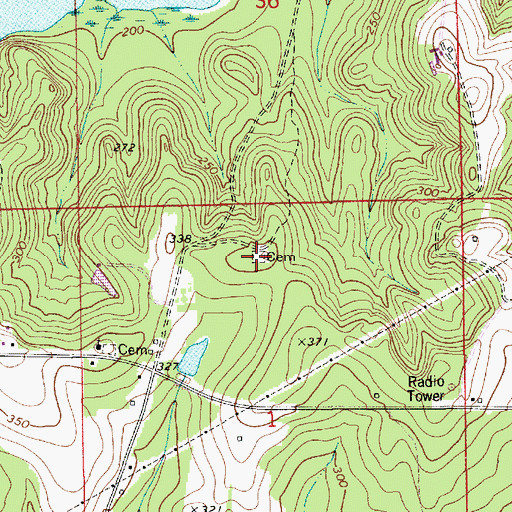 Topographic Map of Carter Cemetery, AL