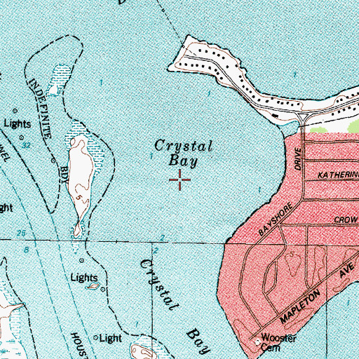 Topographic Map of Crystal Bay, TX