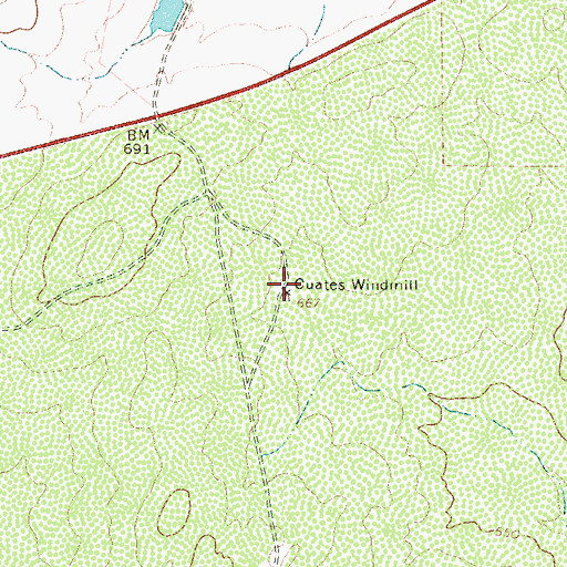 Topographic Map of Cuates Windmill, TX
