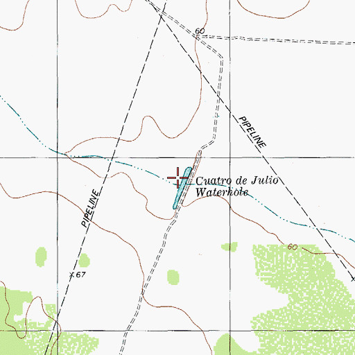 Topographic Map of Cuatro de Julio Waterhole, TX
