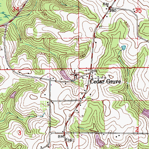 Topographic Map of Cedar Grove Church, AL