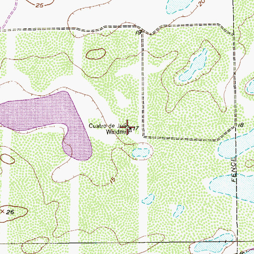 Topographic Map of Cuatro de Julio Windmill, TX