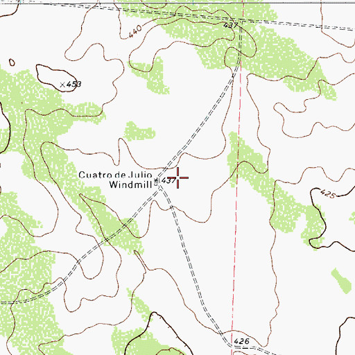 Topographic Map of Cuatro de Julio Windmill, TX