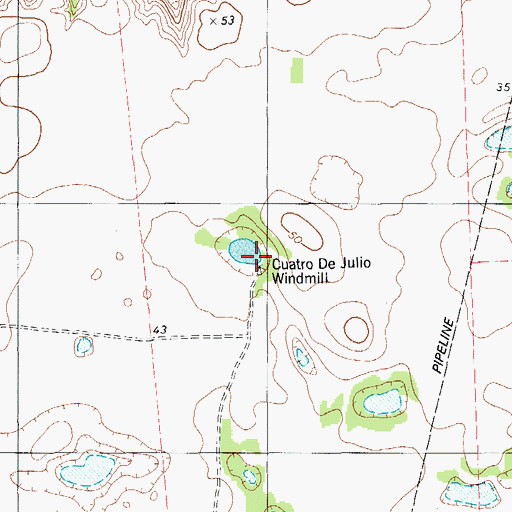 Topographic Map of Cuatro de Julio Windmill, TX