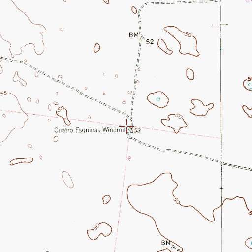 Topographic Map of Cuatro Esquinas Windmill, TX
