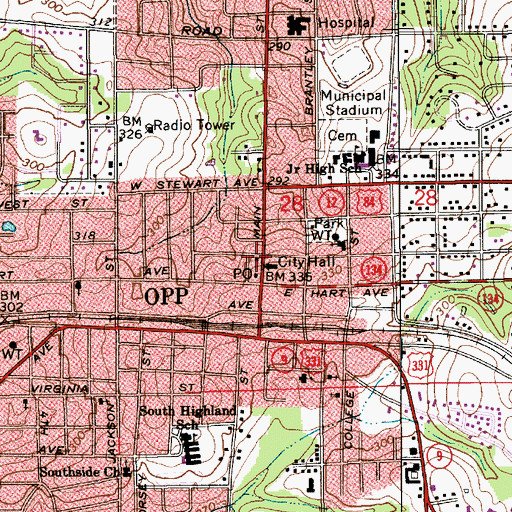 Topographic Map of Christian Church, AL