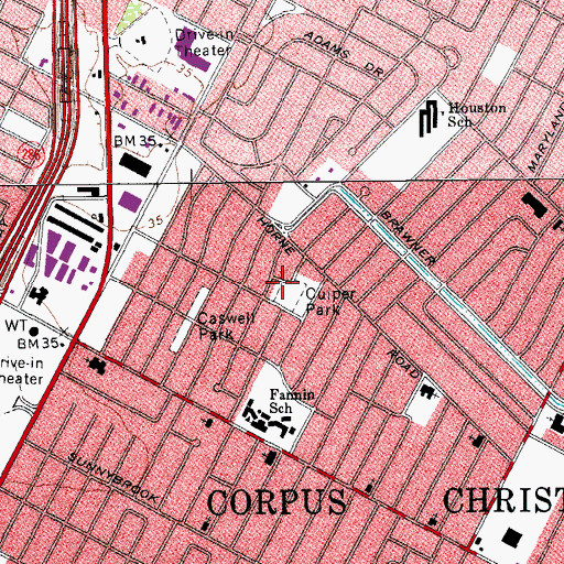 Topographic Map of Cuiper Park, TX