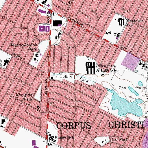 Topographic Map of Cullen Park, TX