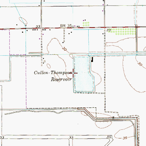 Topographic Map of Cullen-Thompson Reservoir, TX