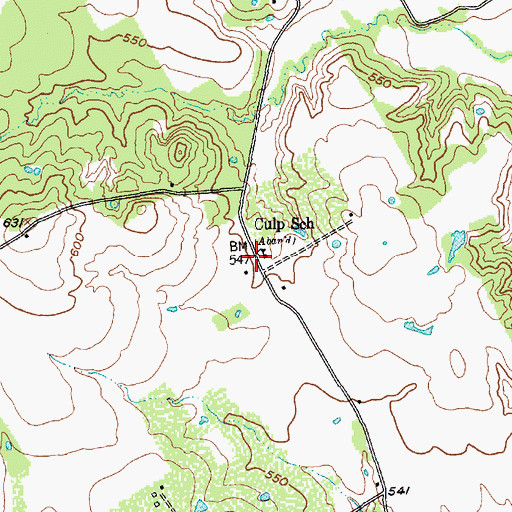 Topographic Map of Culp School, TX