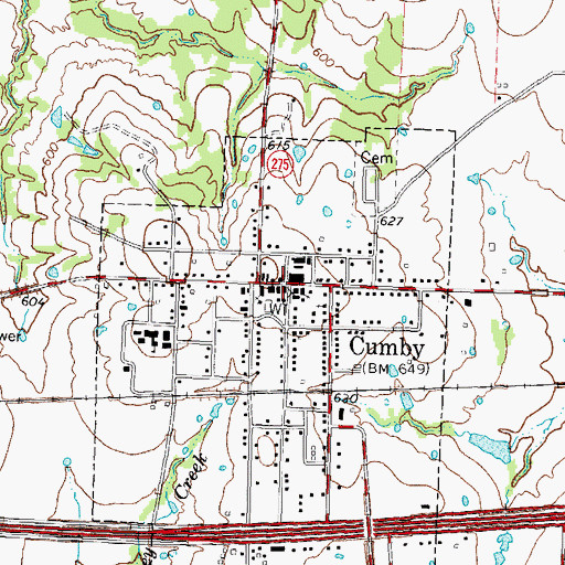 Topographic Map of Cumby, TX