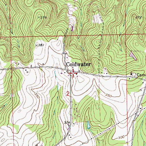 Topographic Map of Cold Spring School (historical), AL