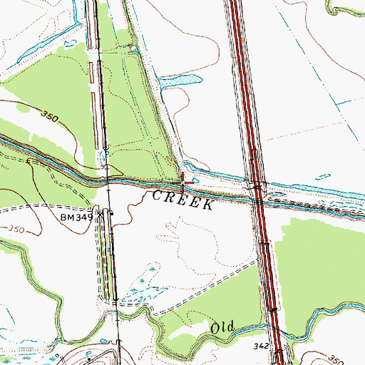 Topographic Map of Cummins Creek, TX