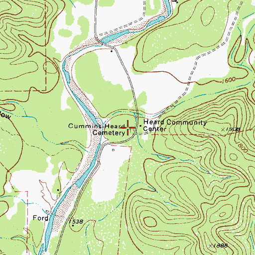 Topographic Map of Cummins - Heard Cemetery, TX