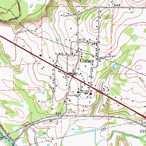 Topographic Map of Cuney, TX