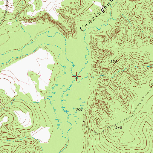Topographic Map of Cunningham Creek, TX