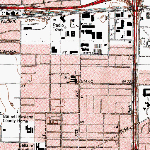 Topographic Map of Cunningham School, TX