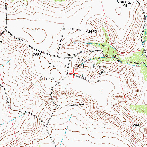 Topographic Map of Currie Oil Field, TX