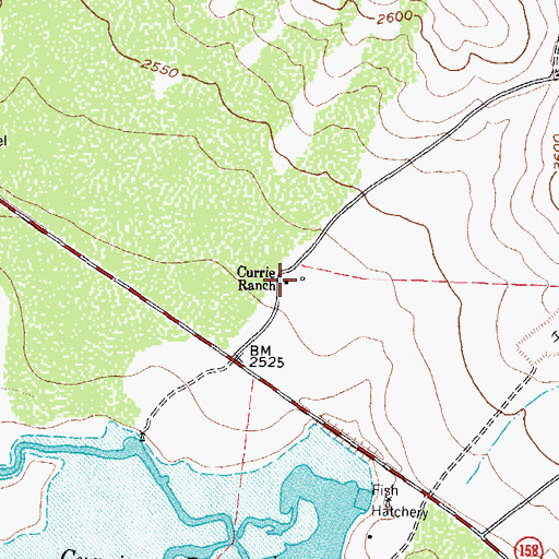 Topographic Map of Currie Ranch, TX
