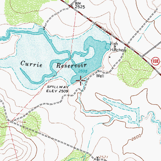 Topographic Map of Currie Reservoir, TX