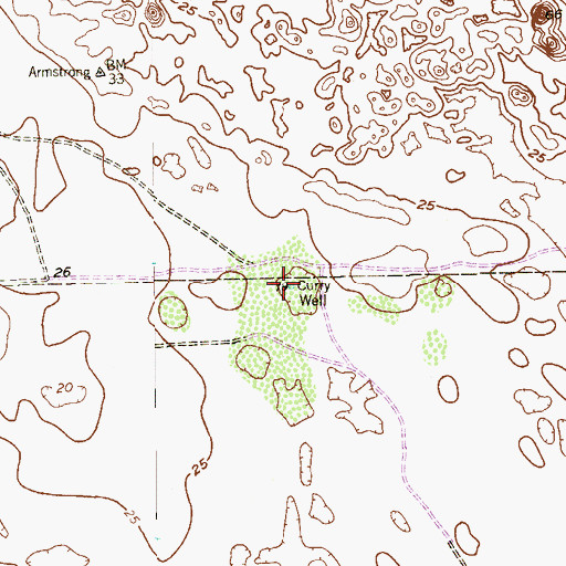 Topographic Map of Curry Well, TX