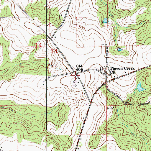 Topographic Map of Corinth Church, AL