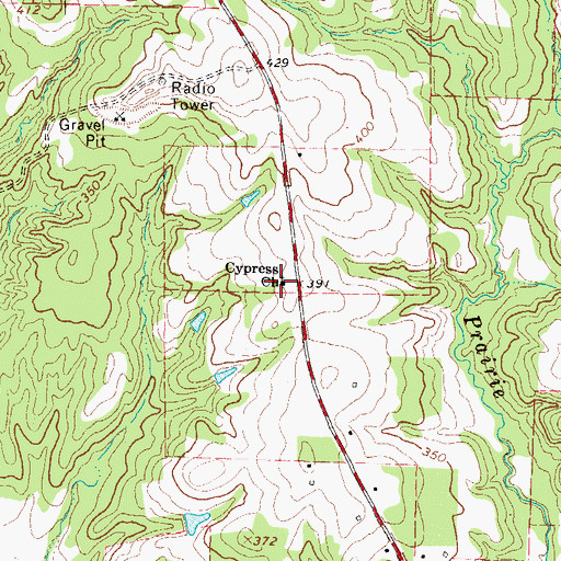 Topographic Map of Cypress Church, TX