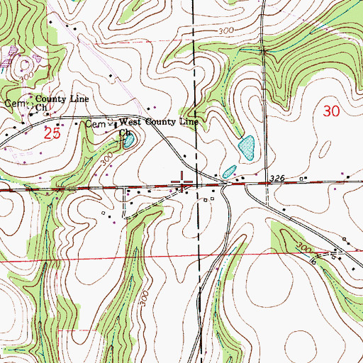 Topographic Map of County Line, AL