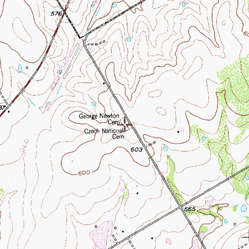 Topographic Map of Czech National Cemetery, TX