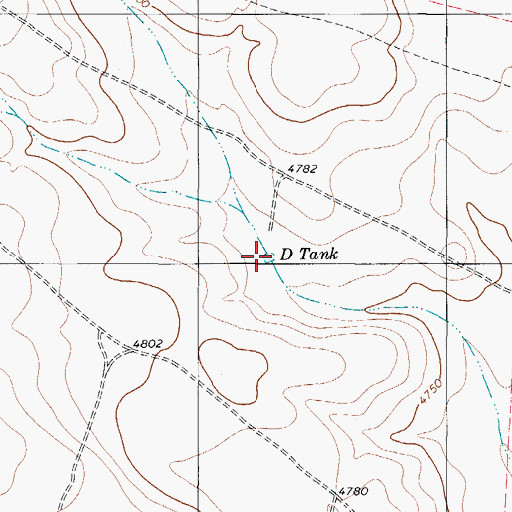 Topographic Map of D Tank, TX