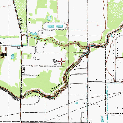 Topographic Map of Dagg Cemetery, TX