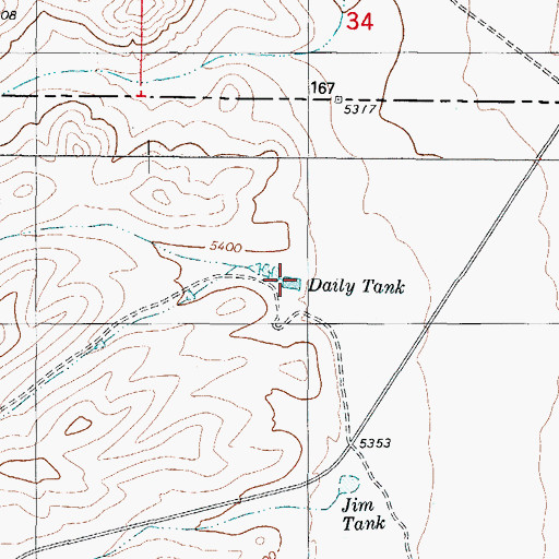 Topographic Map of Daily Tank, TX