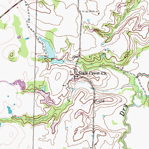 Topographic Map of Dale Crest Church, TX