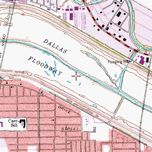 Topographic Map of Dallas Floodway, TX