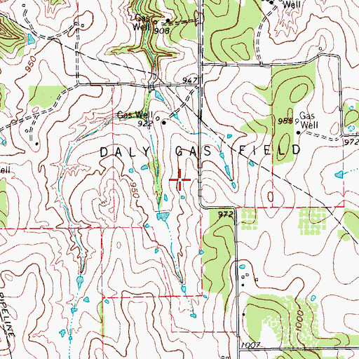 Topographic Map of Daly Gas Field, TX