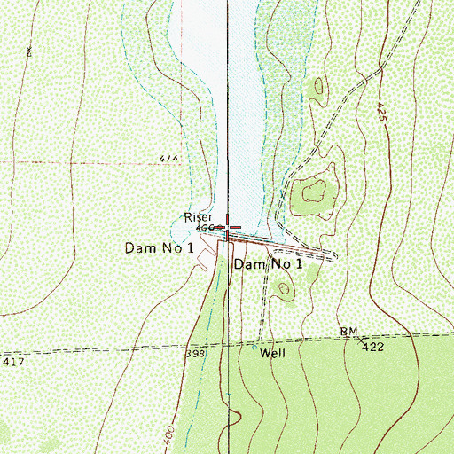 Topographic Map of Dam Number 1, TX