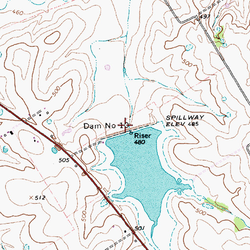 Topographic Map of Dam Number 10, TX