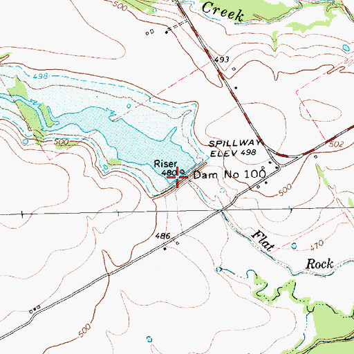 Topographic Map of Dam Number 100, TX